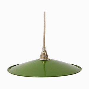 Lampada a sospensione antica in metallo laccato verde, Francia