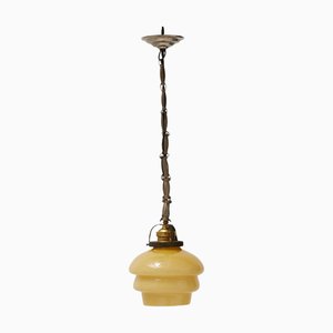 Lampada vintage in vetro giallo, Francia, 1930