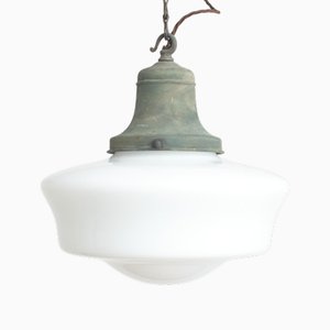 Opaline Glass Church Pendant Light, 1920s