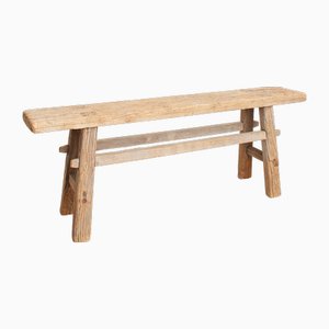 Large Antique Rustic Wooden Hallway Pig Bench