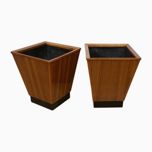 Art Deco Walnut Paper Bins, 1930s, Set of 2
