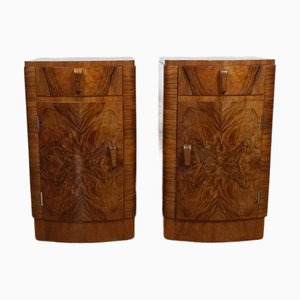 Art Deco Nachttische aus Nussholz, 1930er, 2er Set