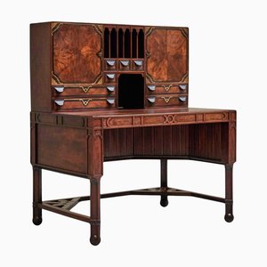Vintage Schreibtisch aus Mahagoni & Messing, 1930er
