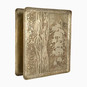 Grandes Poignées de Porte Double avec Texture en Plaqué Argent Gravé, 1960s