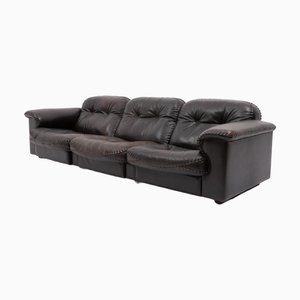 DS 101 Lounge Sofa aus schwarzem Leder von de Sede, 1970er