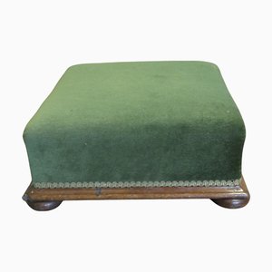 Poggiapiedi vittoriano in velluto verde