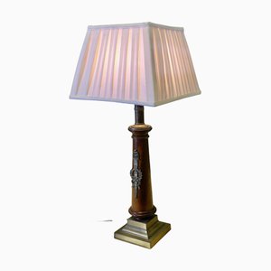 Lampada da tavolo alta Art Déco in noce e ottone, 1960