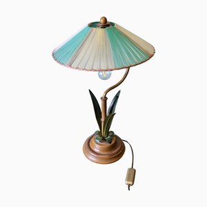 Mid-Century French Kitsch Palm Table Lamp, 1930