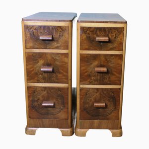 Art Deco Nachtkommode aus Wurzelholz, 1920, 2er Set