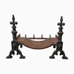 Grands Chenets En Fer Forgé Main, 19ème Siècle