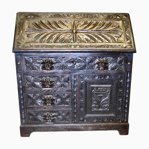 Bureau Victorien en Chêne Sculpté Vert