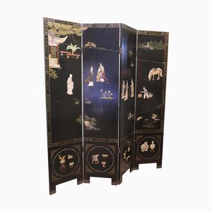 Japanese Lacquered and Painted Folding Screen, 1930s