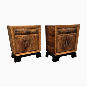 Italienische Art Deco Nachttische aus Wurzelholz, 1940er, 2er Set