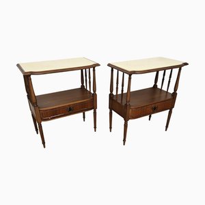 Mid-Century Modern Italian Nightstands with Marble, 1950s, Set of 2