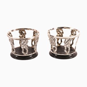 Sottobicchieri da vino antichi placcati in argento, fine XIX secolo, set di 2