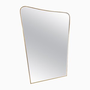 Grand Miroir en Laiton et Verre Biseauté, Italie, 1960s