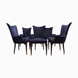 Italian High Back Dining Armchairs, 1950s, Set of 6