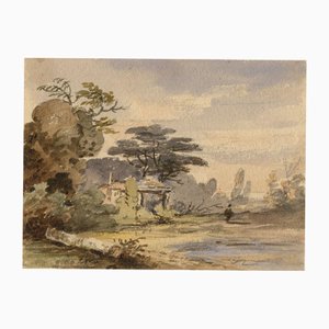 William George Jennings, Heath Scene with Pond, 1830, Watercolour