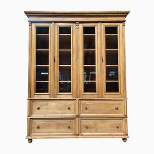 Vitrine Rustique Antique en Bois et Verre