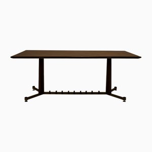 Vintage Italian Dining Table in Mahogany, Rosewood and Brushed Brass, Italy