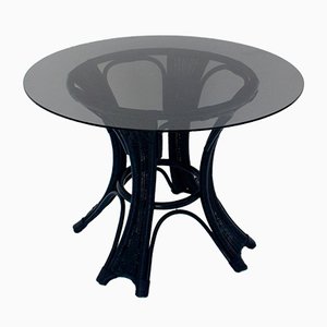 Table en Rotin Bleu, 1980s