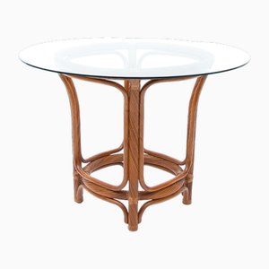 Hollywood Regency Twisted Rattan Dining Table in the style of McGuire, 1970s