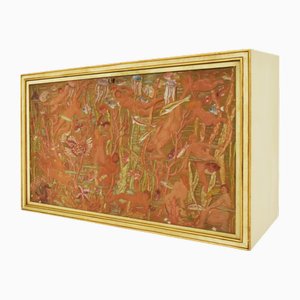 Bar Suspendu avec Portes en Bois Sculpté par Osvaldo Borsani, 1954