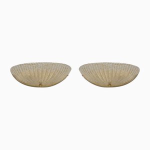 Mid-Century Modern Murano Glass Shell Sconces, 1990, Set of 2