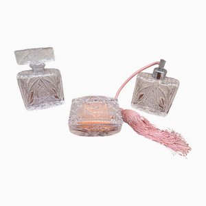 Bottiglie da profumo in cristallo intarsiato, fine XIX secolo, set di 3