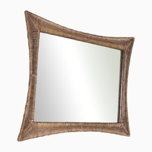 Wall Mirror with Leather Frame, 1980
