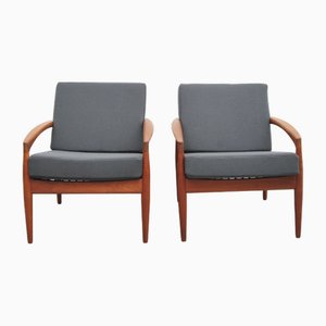 Model 121 Paper Knife Lounge Chairs by Kai Kristiansen for Magnus Olesen, 1950s, Set of 2