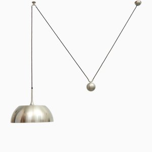 Height-Adjustable Pendant Lamp in Nickel-Plated Brass by Florian Schulz, 1970s