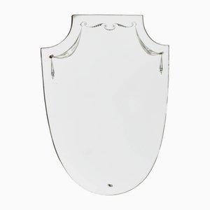 Shield Mirror with Etched Ribbons by Gio Ponti, Italy, 1948