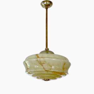 Lampada a sospensione Art Déco in vetro marmorizzato, anni '30