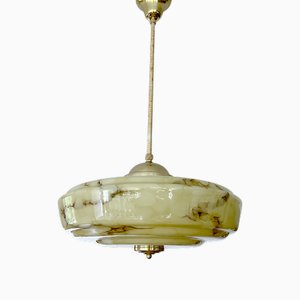 Lampada a sospensione Art Déco in vetro marmorizzato, anni '30