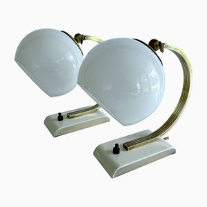 Vintage Art Deco Glas Tischlampen, 2er Set