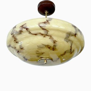 Lampada a sospensione Art Déco in vetro marmorizzato, anni '30