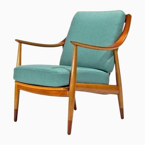 Poltrona Mid-Century in teak e quercia di Pater Hvidt per France & Søn / France & Daverkosen, Danimarca, anni '50