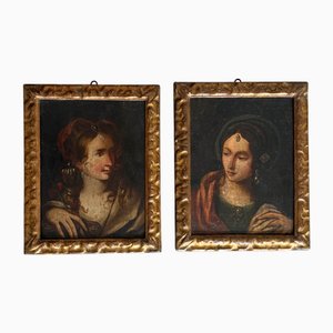 Due Sibille, fine XVIII secolo, Dipinti ad olio, con cornice, set di 2