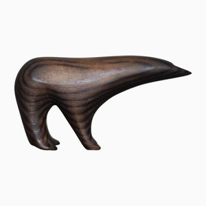 Statuetta Mid-Century moderna in legno scuro con orso polare artico, Danimarca, anni '60