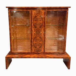 Art Deco Walnut Display Cabinet, 1930s