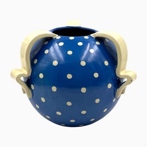 Blaue Art Deco Keramikvase von Rometti Umbertide, Italien, 1930er