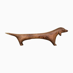 Figura de perro salchicha danesa Mid-Century moderna de madera, años 60