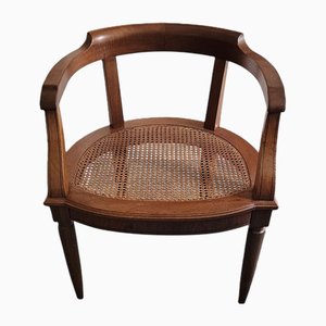 Oak Gondola Armchair with Caned Seat, 1900s