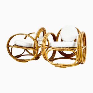 Italienische Rattan Sessel, 1960er, 2er Set