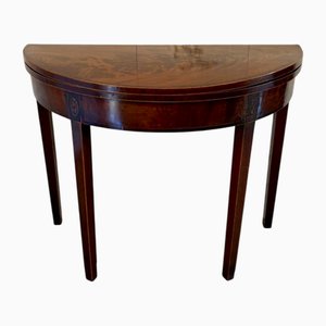 Antique George III Mahogany Inlaid Demi Lune Shaped Console Table, 1780