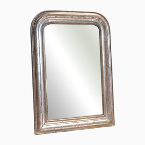 Large Louis Philippe Style Wall Mirror with Silver-Gilted Wooden Frame, 1880s