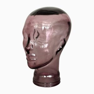 Cabezal alemán Mid-Century moderno de vidrio rosa, años 70