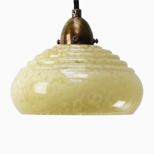 Lampe à Suspension Clichy Rose en Verre Reeded, France