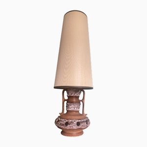 Mid-Century Sculptural Fat Lava Glazed Pottery Table Lamp